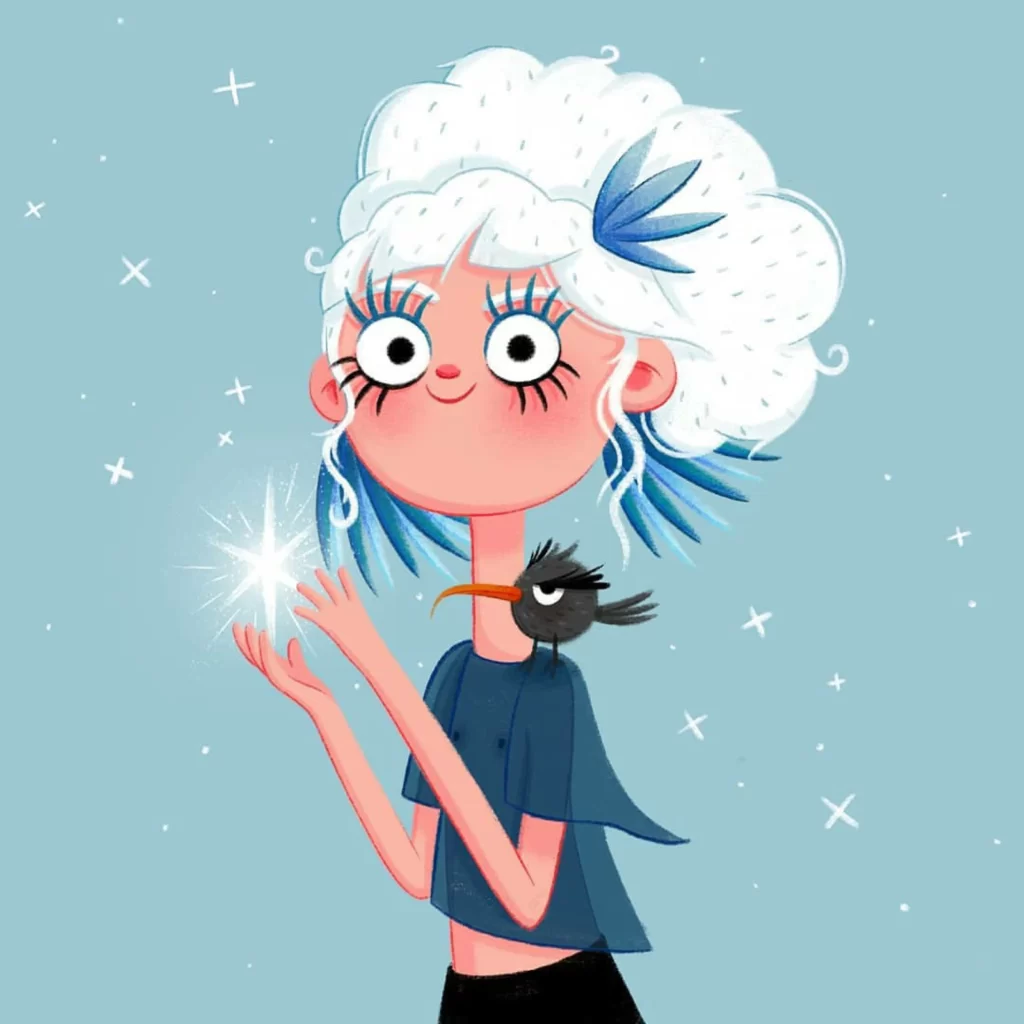 Girl Sparkle Bird Hair Magic Eleonore Pelluau