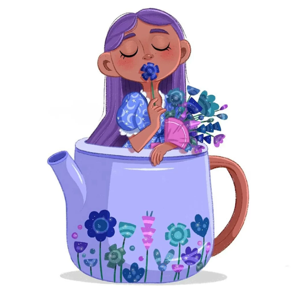 Girl Teapot Flowers Fantasy Eleonore Pelluau