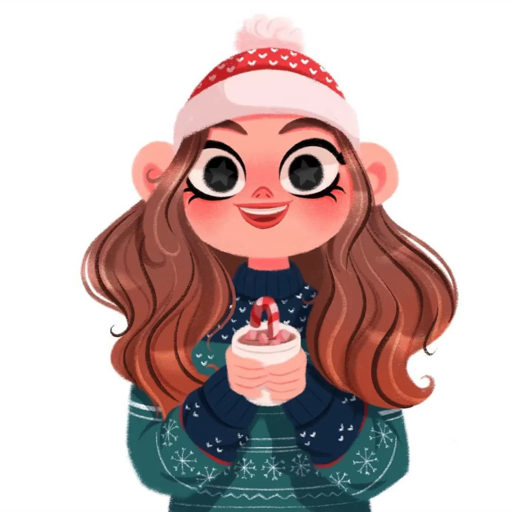 Girl Winter Hat Sweater Hot Chocolate Eleonore Pelluau