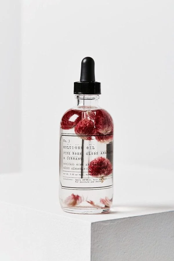 Glass Bottle Clear Red Flowers Minimalist Design