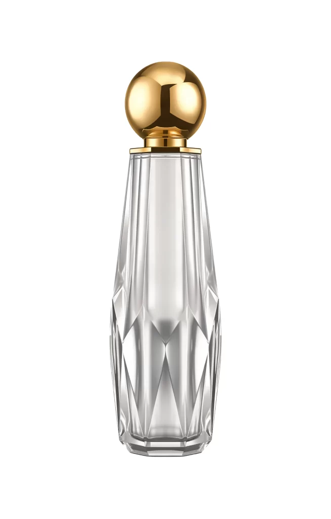 Glass Bottle Gold Cap Faceted Design