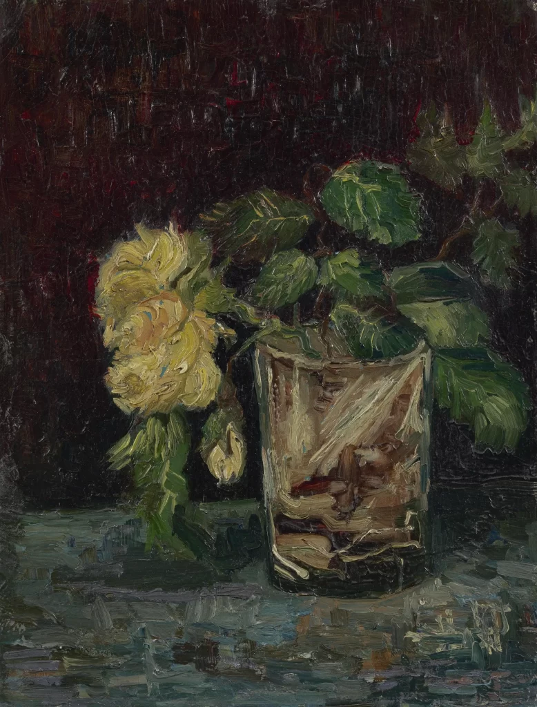 Glass with Yellow Roses Van Gogh