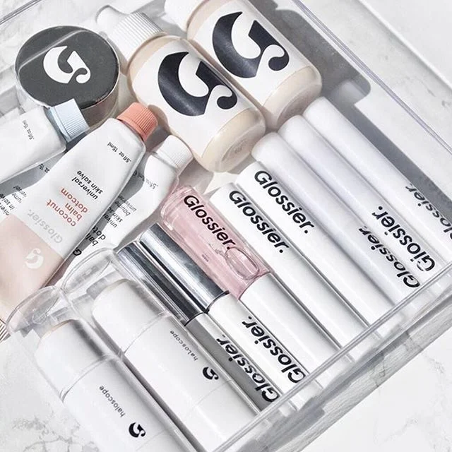 Glossier Cosmetics Minimalist White Pink Modern Design