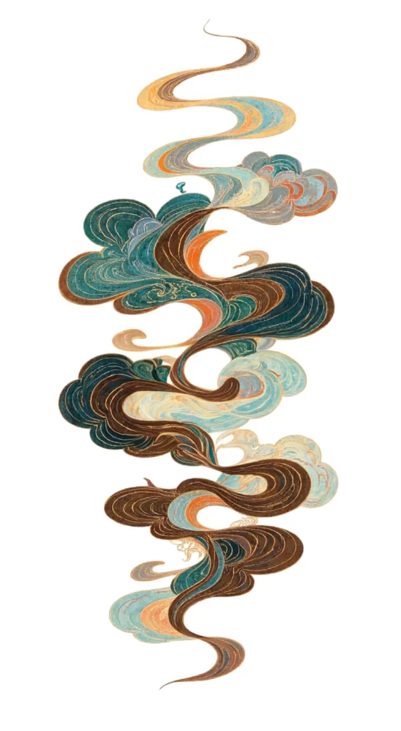 Gold Blue Green Swirl Traditional Dunhuang