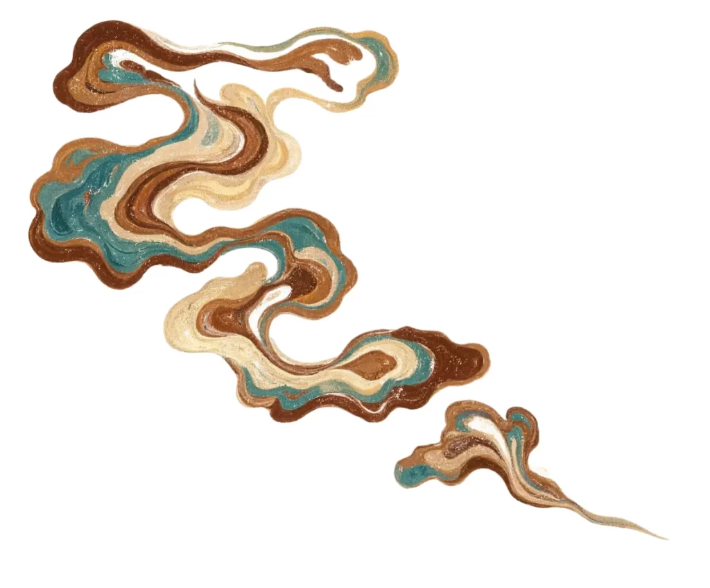Gold Brown Blue Green Cloud Swirl Dunhuang Traditional Pattern
