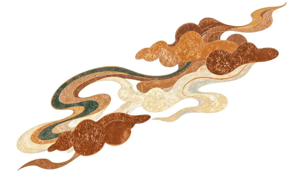Gold Brown Cloud Flowing Dunhuang Traditional Pattern