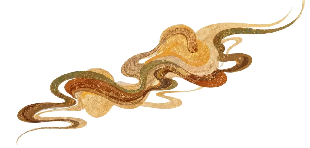 Gold Brown Green Flowing Organic Dunhuang