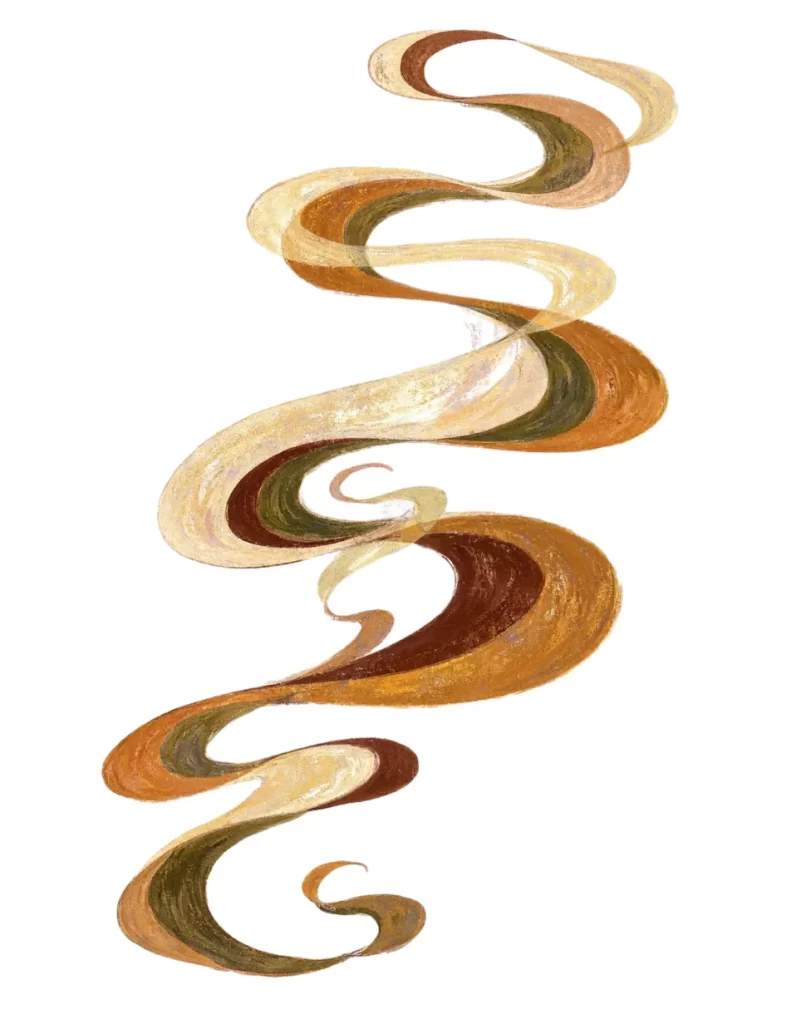Gold Brown Spiral Dunhuang Cloud Pattern
