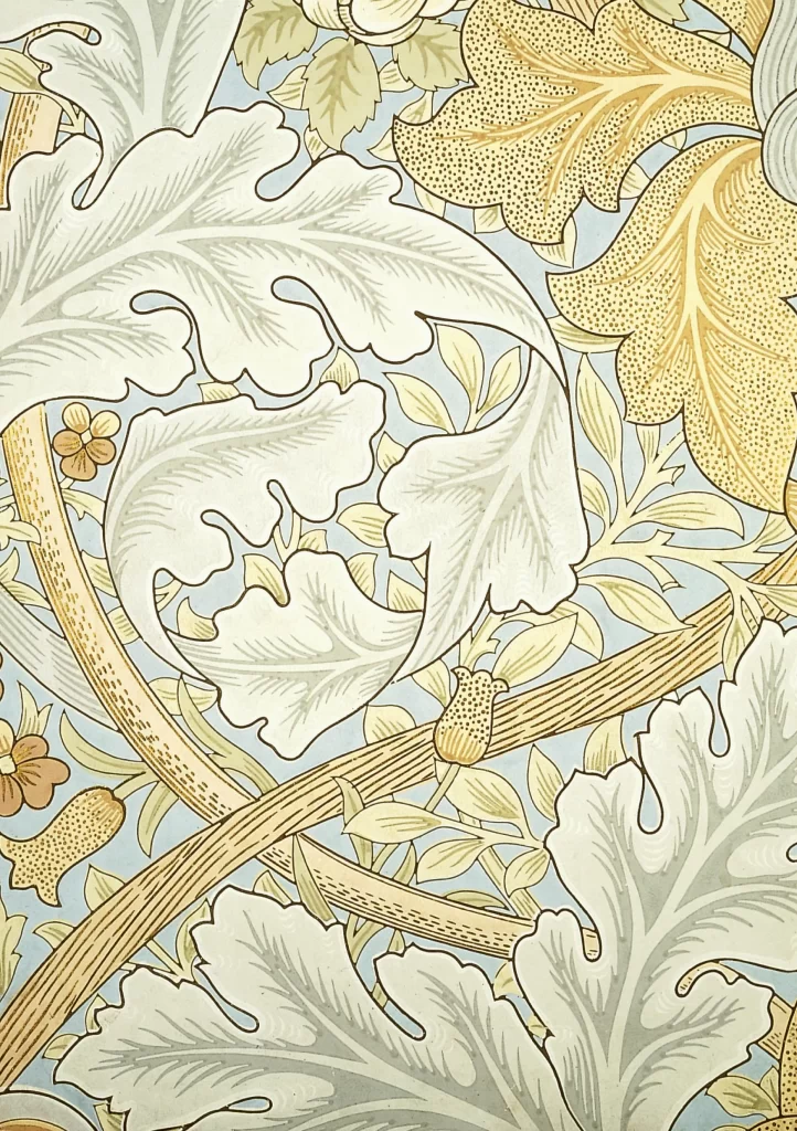 Gold Oak Leaf Vine Cream Background Botanical Wallpaper