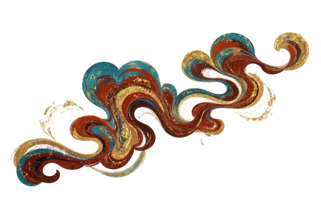 Gold Red Blue Green Swirl Dunhuang Traditional Pattern