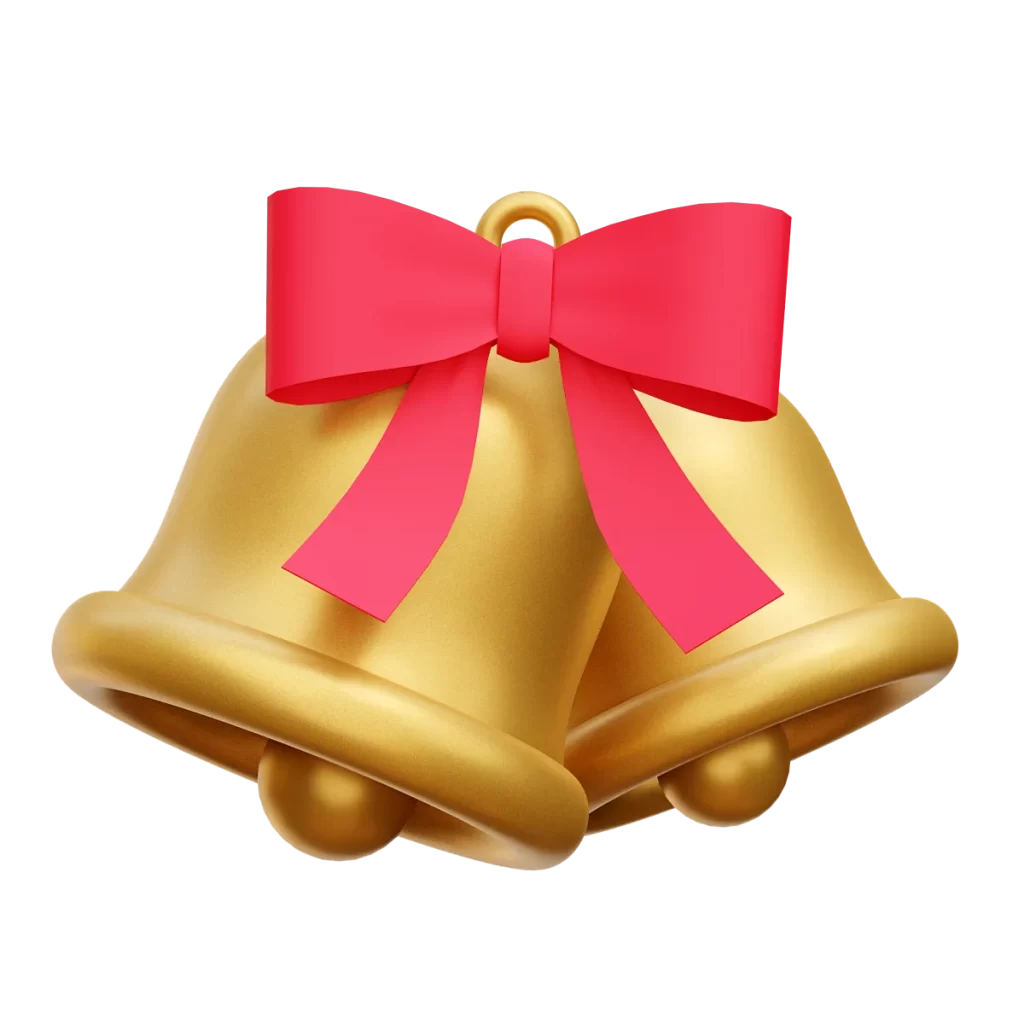 Golden Bells Red Bow Shiny Smooth 3D icon