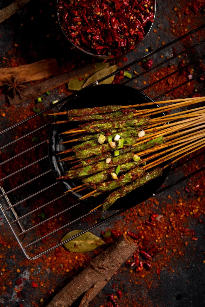 Golden Brown Grilled Vegetables with Vibrant Green Garnish