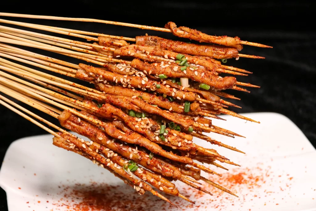 Golden Brown Pork Skewers with Sesame and Green Onions (112).J