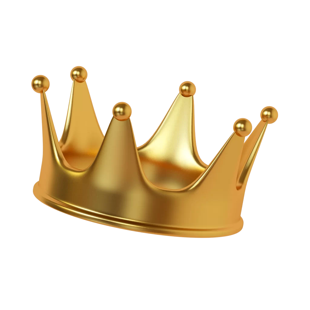 Golden Crown with Spheres and Reflective Surface