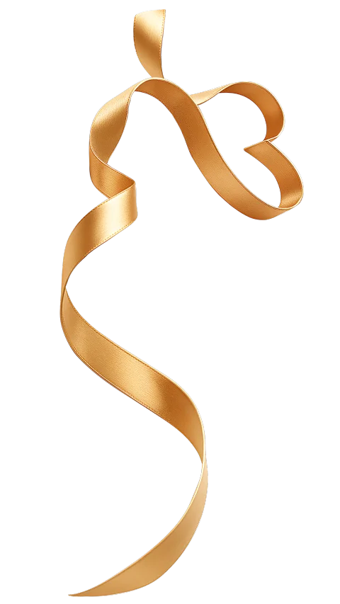 Golden Ribbon Twirls Diagonally Against Black Background
