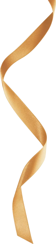 Golden Ribbon Twisting Diagonally Against Black Background
