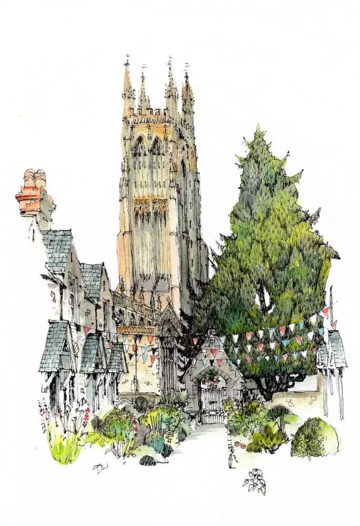 Gothic Architecture Tower Village Garden Festive