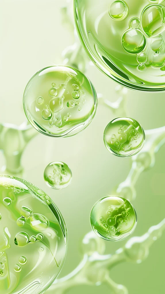 Green Bubbles Liquid Reflections