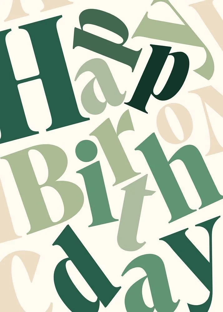 Green Gradient Birthday Typography
