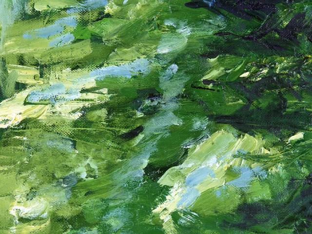 Green Impasto Oil Painting Texture Dynamic Brushstrokes