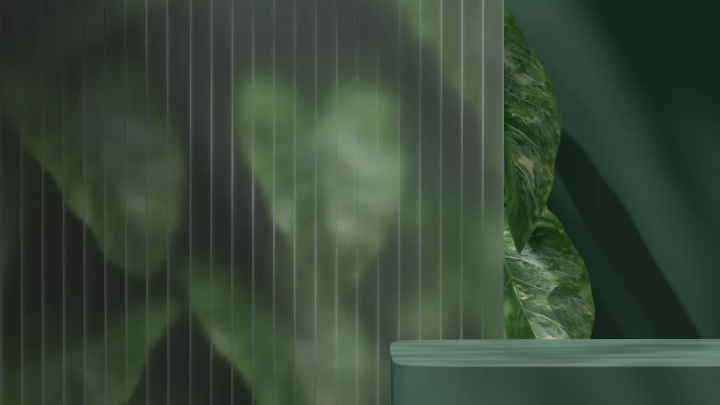 Green Leafy Plant Wall with Vertical Lines
