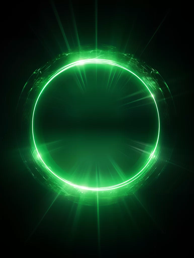 Green Neon Circle Light Rays