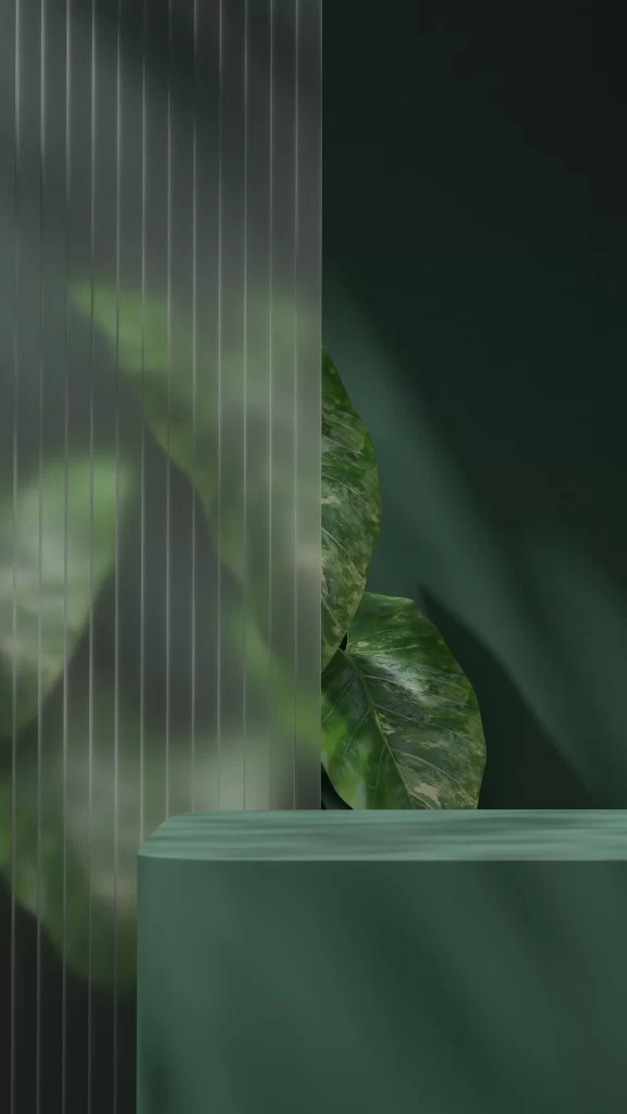 Green Plant Leaves on Glass Surface