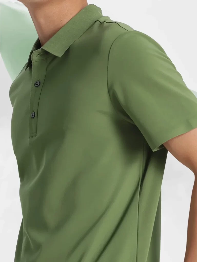 Green Polo Shirt Collar Buttons