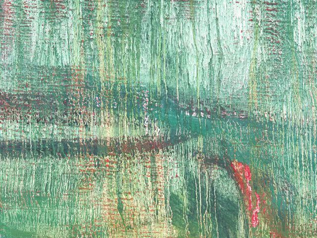 Green Red Impasto Oil Painting Texture Dynamic Brushstrokes
