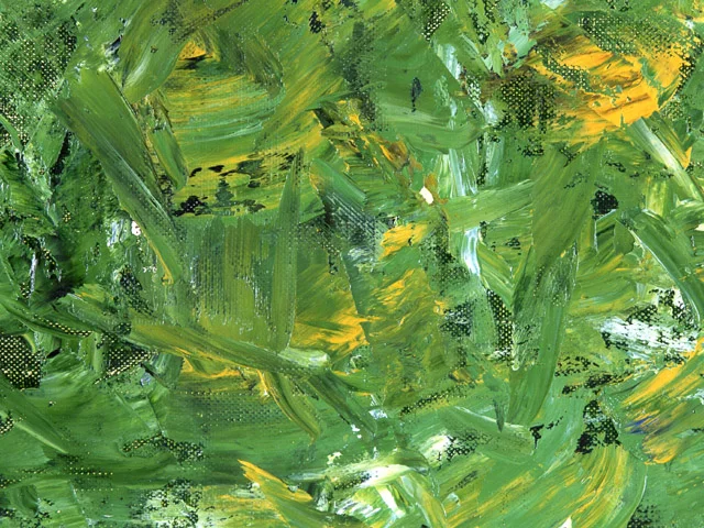 Green Yellow Impasto Oil Painting Texture Dynamic Brushstrokes