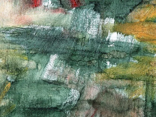 Green Yellow White Impasto Oil Painting Texture Rough gray Brushstrokes