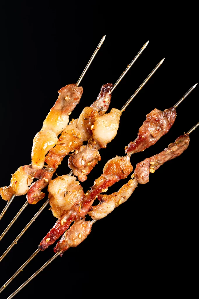 Grilled Chicken Skewers with Charred Edges and Seasoning