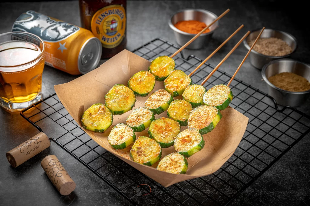 Grilled Cucumber Skewers Spicy Seasoning Golden Crust