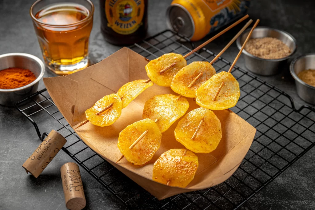 Grilled Potato Skewers Spicy Seasoning Golden Brown