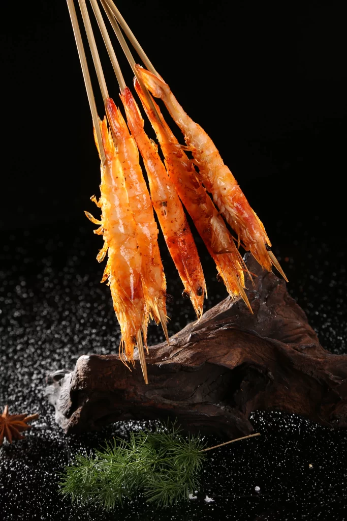 Grilled Shrimp Skewers Golden Char Spicy Seasoning