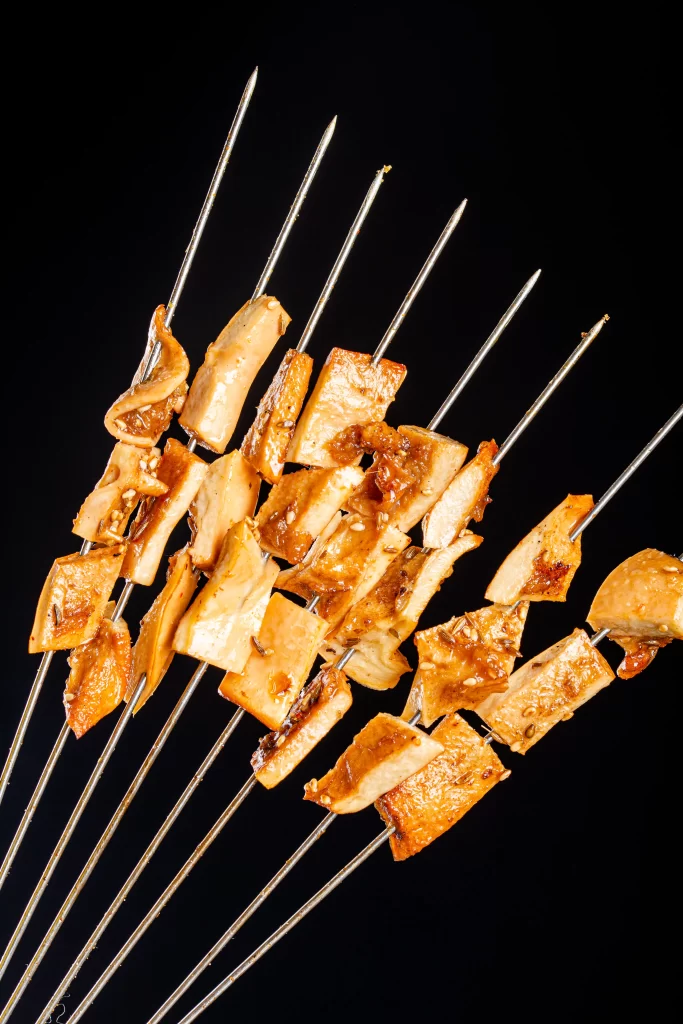 Grilled Tofu Skewers Golden Brown Crispy Edges