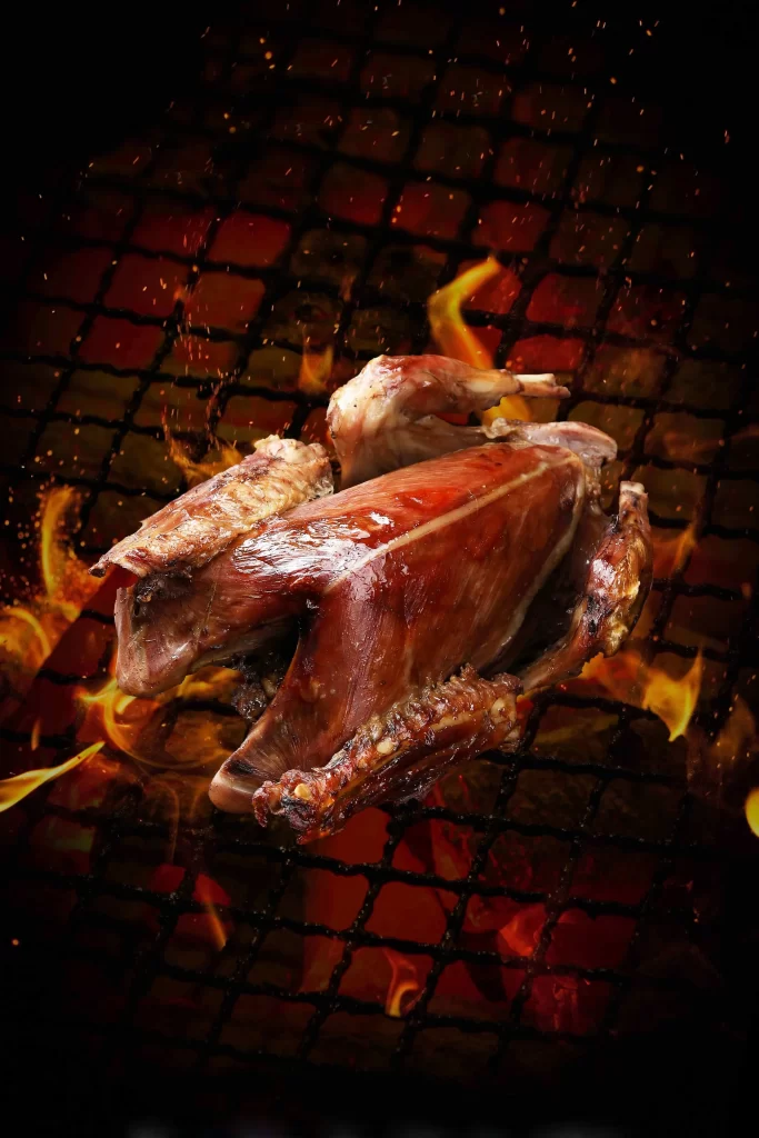 Grilled roasted roast pigeon Charred BBQ
