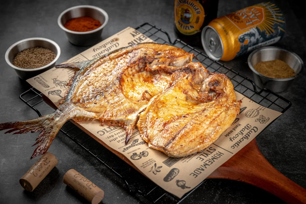 Grilled Whole Fish Spices Golden Crust Newspaper