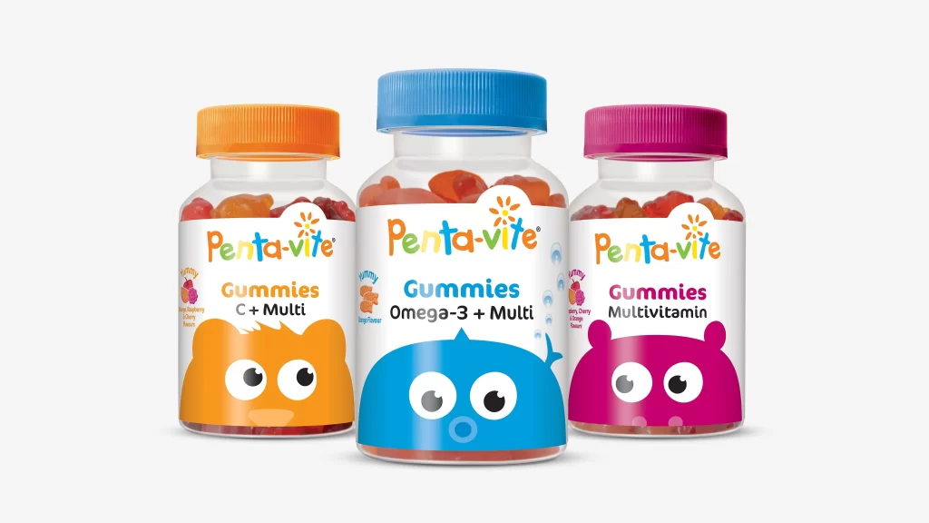 Gummies Packaging Colorful Cartoon Characters Child-Friendly Design