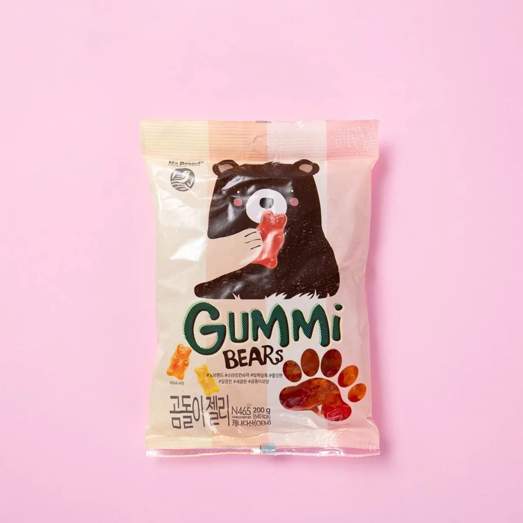 Gummy Bears Packaging Cartoon Pink Minimalist Design