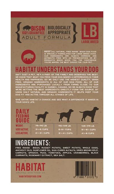 Habitat Dog Food Bison Large Breed Biologically Appropriate Grain Free Brown
