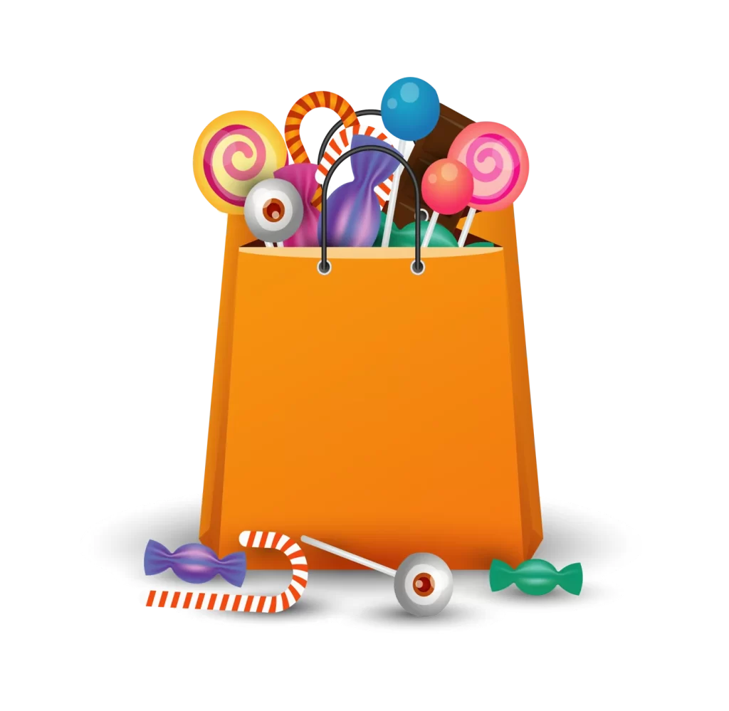 Halloween Candy Bag Colorful Lollipops Candy Canes Wrapped Chocolates