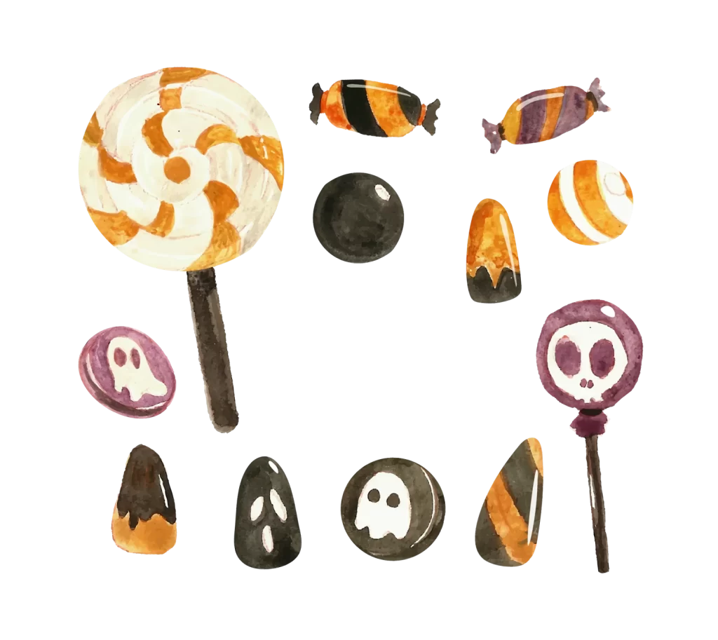 Halloween Candy Skull Ghost Orange Black Purple
