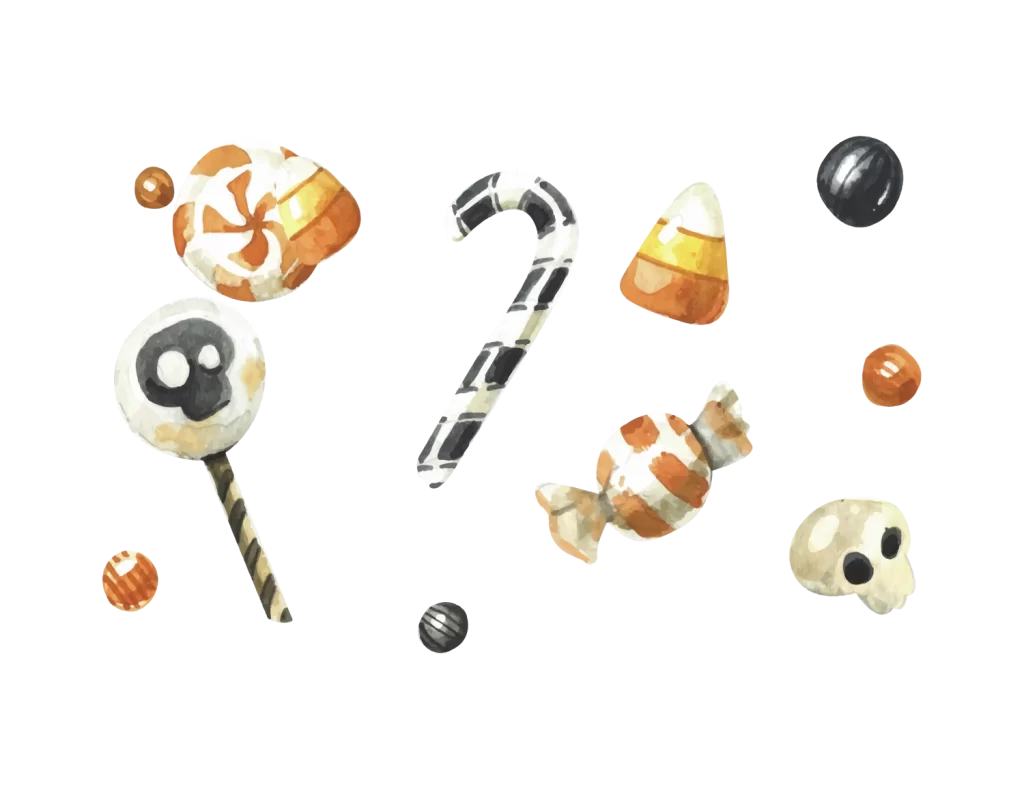Halloween Candy Skulls Pumpkins Black Orange White