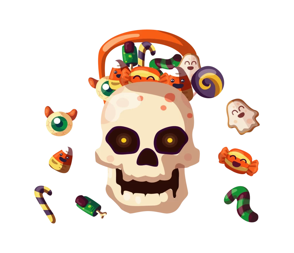Halloween Skull Basket Candy Colorful