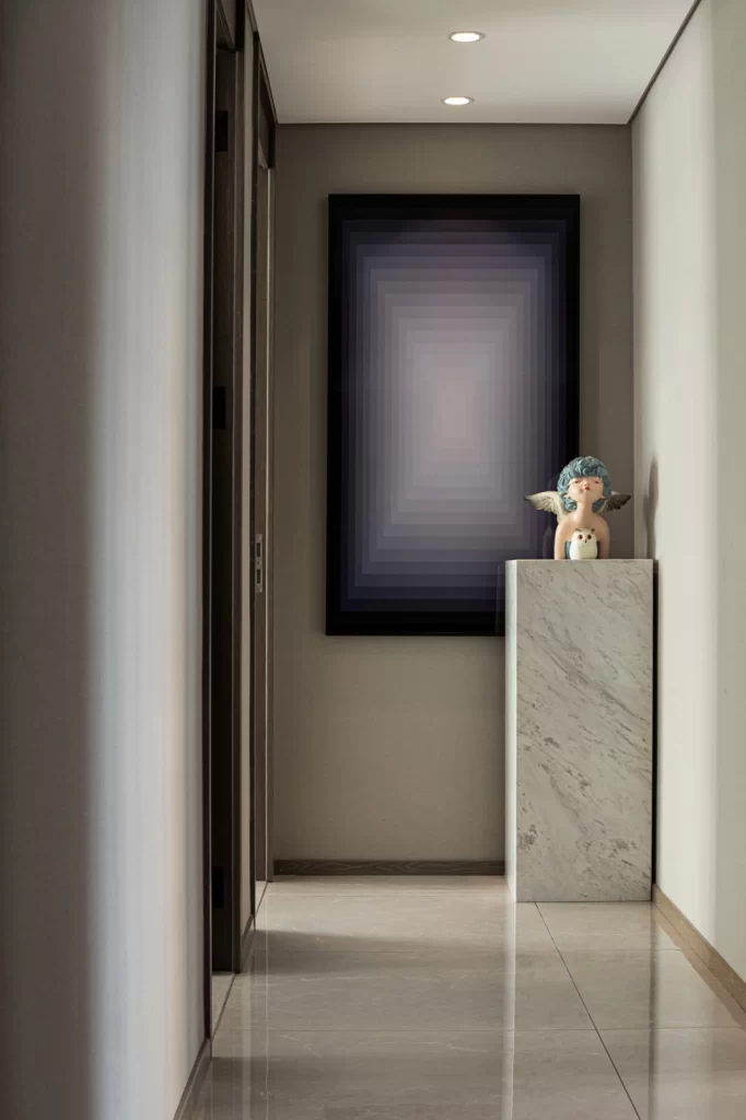 Hallway Contemporary Neutral Grey Marble Artistic