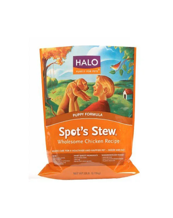Halo Puppy Dog Food Chicken Orange Illustration