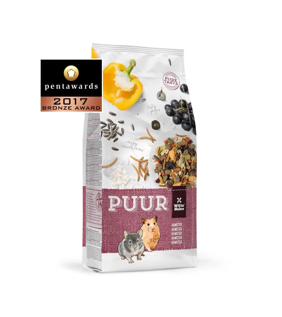 Hamster Food PUUR Natural Ingredients White Yellow Red Illustration