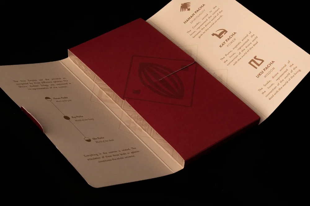 Hanan Pacha Chocolate Branding Red Gold Geometric