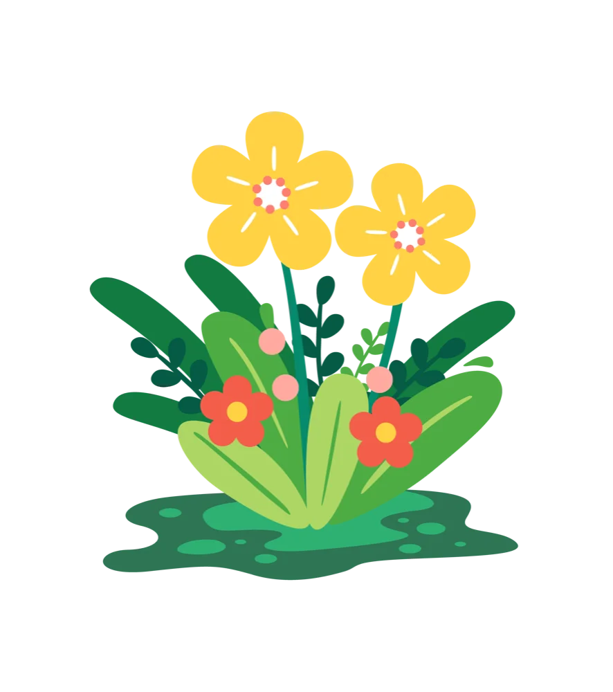 Hand-Drawn Spring Flowers Botanical Illustration